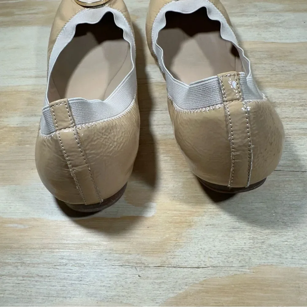 Tory Burch Tan Leather Flats with Signature Medallion